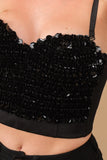 Sequin Corset Bustier Crop Bralette - Greige Goods