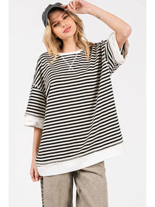 Striped Oversized Top - Greige Goods