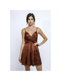 Floral Satin A-Line Mini Dress - Greige Goods