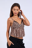Leopard Double Strap Ruffle Cami - Greige Goods