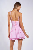 Checkered Print Mini Dress - Greige Goods