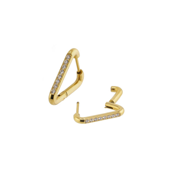 Triangle Diamond Hoops - Greige Goods