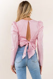Barbie Core Tie Back Blouse - Greige Goods