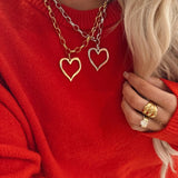 Large Open Heart Necklace Gold - Greige Goods