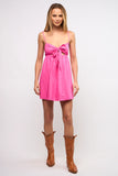 Solid Front Tie Open Back Mini Dress - Greige Goods