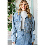 Denim Drop Shoulder Crop Jacket