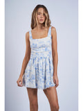 Hibiscus Floral Wide Mini Dress - Greige Goods