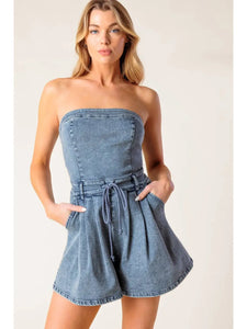 Acid Washed Denim Romper