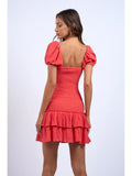 Double Tiered Smocked Mini - Greige Goods