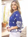 Floral Print Smocked Top - Greige Goods