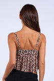 Leopard Double Strap Ruffle Cami - Greige Goods