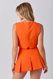 Front Button Vest & Skort Set