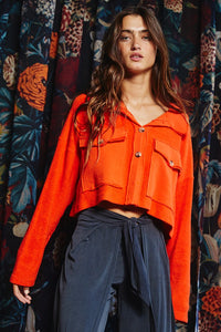 Cropped Shirt Shacket - Greige Goods