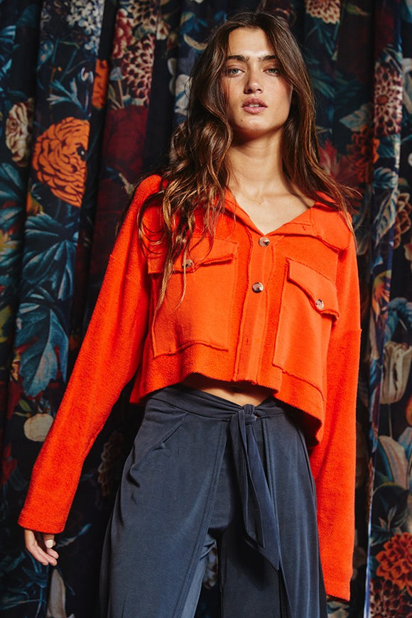 Cropped Shirt Shacket - Greige Goods