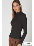 LS Ribbed Mock Neck Top