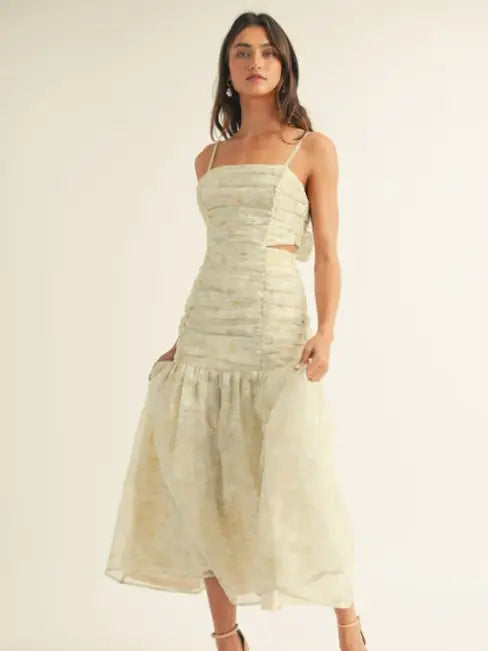 Ruched Detail Midi Dress - Greige Goods