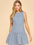 Striped Ruffled Hem Dress - Greige Goods