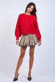 Leopard Bubble Hem Skirt - Greige Goods