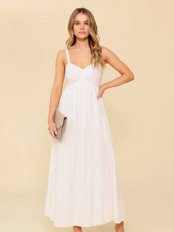 A Solid Eyelet Midi Dress