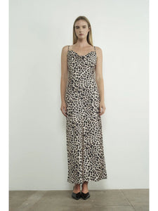 Satin Leopard Print Dress - Greige Goods