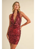 Sequin Halter Mini Dress - Greige Goods