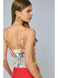 Abstract Sweetheart Smocked Crop