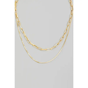 Double Layered Chain Necklace - Greige Goods