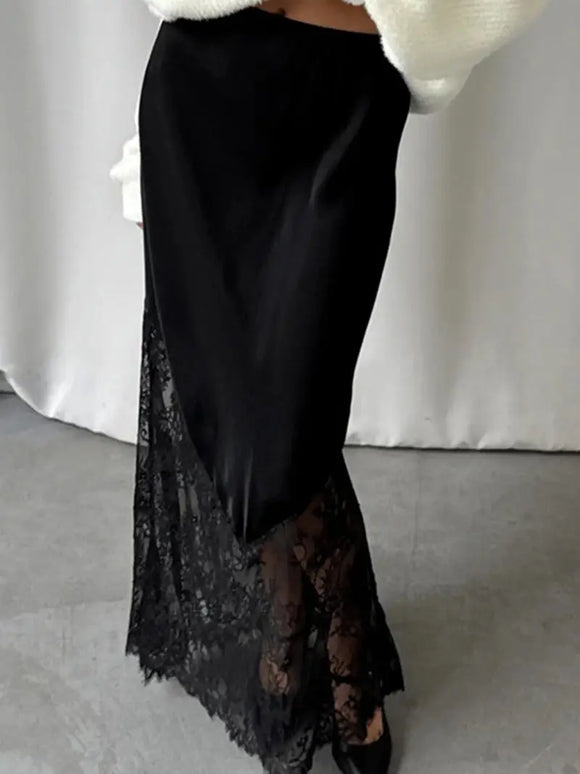 Elegant Lace Maxi Skirt - Greige Goods