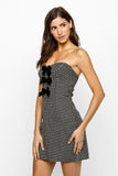 Houndstooth Strapless Mini Dress - Greige Goods
