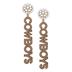 OSU Pearl Dotted Enamel Drop Earring - Greige Goods