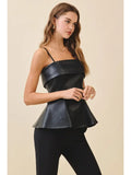 Faux Leather Peplum Top