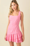Ruffle Hem Square Neck Mini