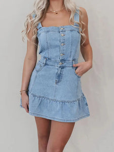 Button-Front Denim Dress