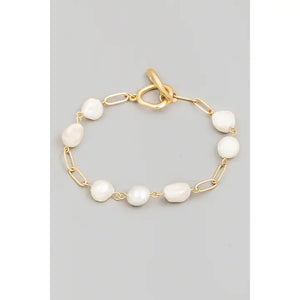 Pearl Beaded Chain Bracelet - Greige Goods