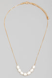 7 Pearly Bead Charms Dainty Chain Necklace - Greige Goods