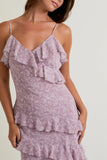 Chiffon Ruffle Midi Dress - Greige Goods