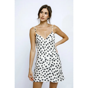 Romantic Daisy Print Satin Slip Dress - Greige Goods