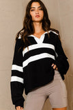 Collar Thick Stripe Top - Greige Goods