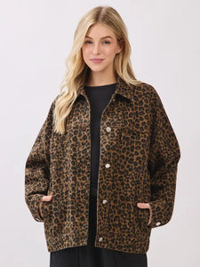 Twill Leopard Denim Jacket
