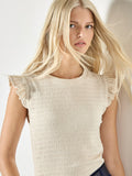 Textured Ruffle Sleeve Top - Greige Goods