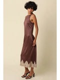 Satin & Lace Maxi Dress - Greige Goods