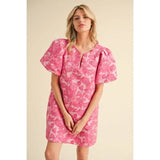Floral Jacquard Embroidery Dress - Greige Goods