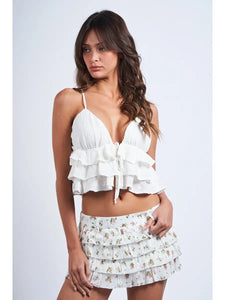 Eyelet Ruffle Crop Top