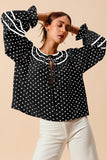 Dot Pattern Blouse Top - Greige Goods