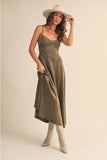 Suede Corset Midi Dress