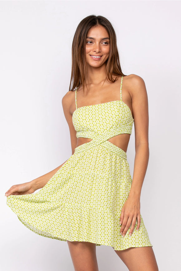Floral Twisted Cutout Mini Dress - Greige Goods