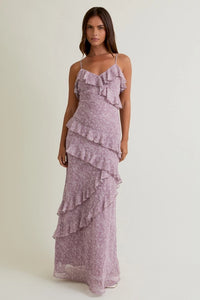 Chiffon Ruffle Midi Dress - Greige Goods