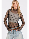 Bow Print Lace Top - Greige Goods