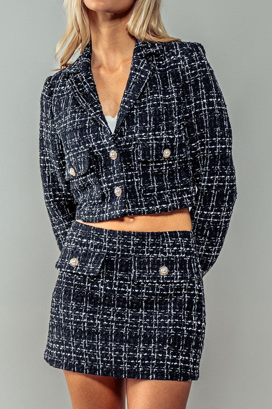 Plaid Enchantment Blazer - Greige Goods