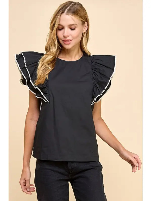 Ruffle Sleeve Top - Greige Goods